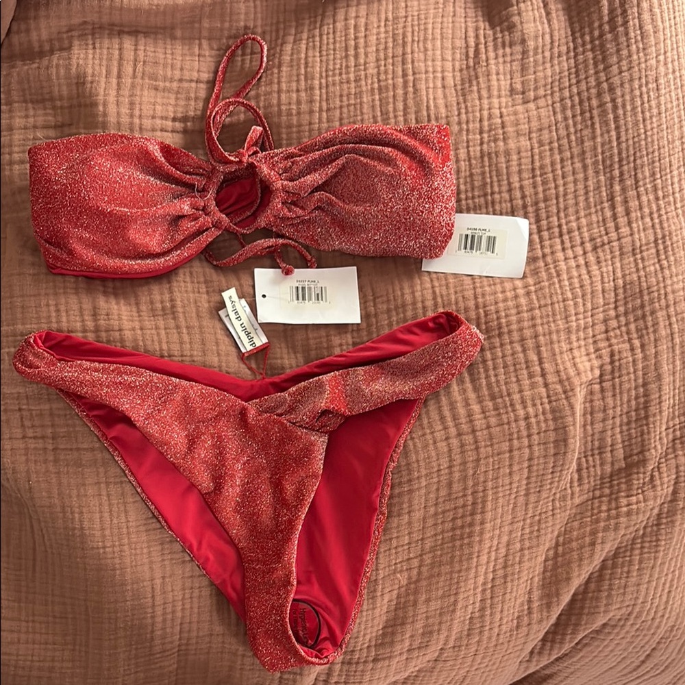 Dippin Daisys Shimmery Red Bikini Set